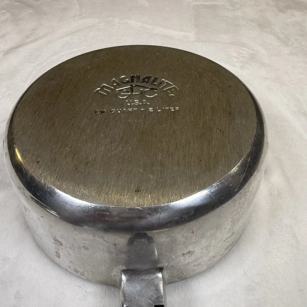 Vintage Magnalite GHC 2 QT Aluminum Saucepan Pot w Lid Double Spouts USA Made